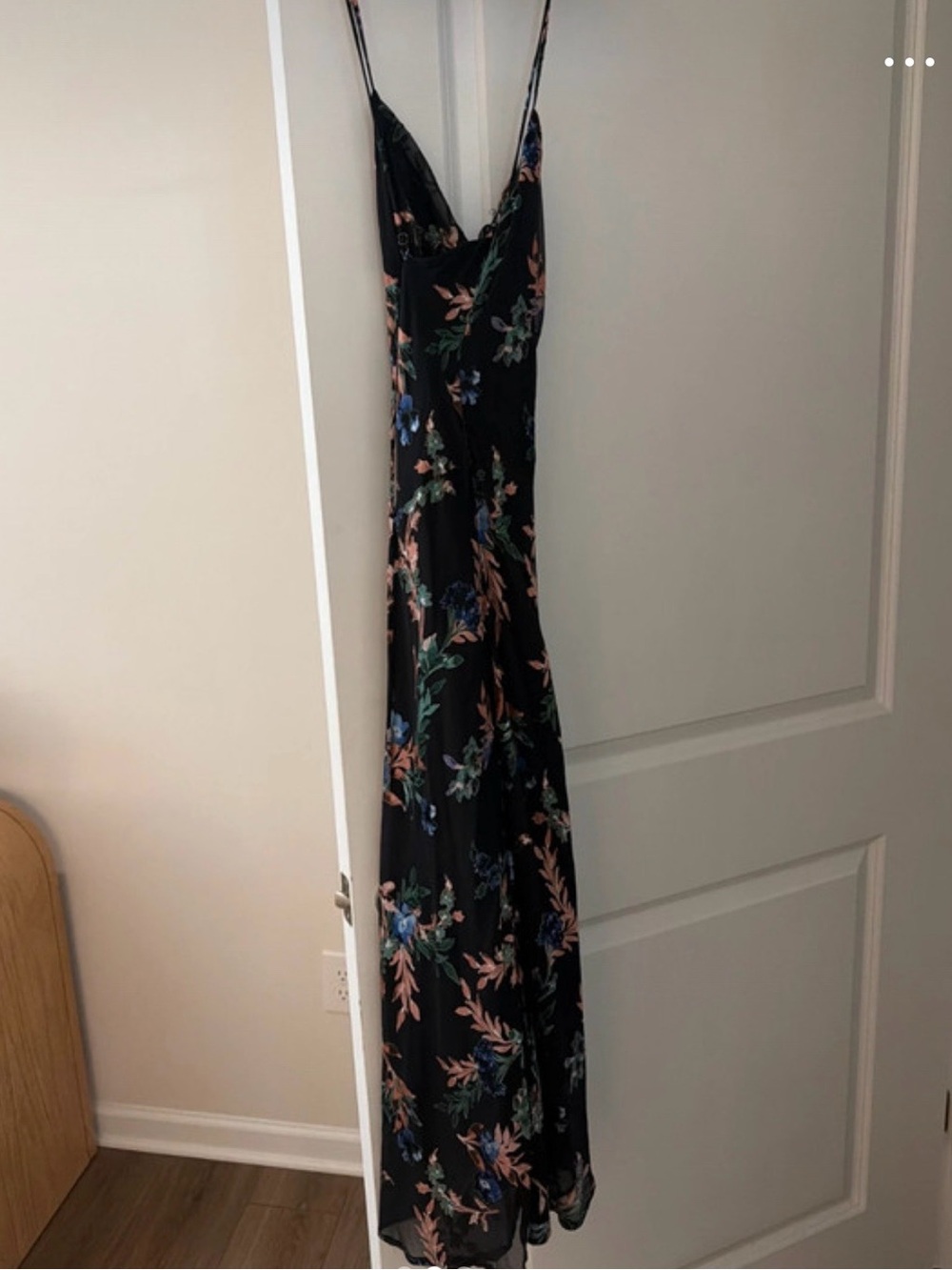 Urban Outfitters Black Floral Slip Maxi Dress with Pink and Blue Accents